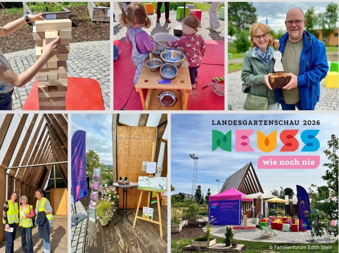 Rückblick LAGA Neuss 2026 Kollage aus Bildern rund um das Programm des Familienforum auf der Landesgartenschau Neuss 2026