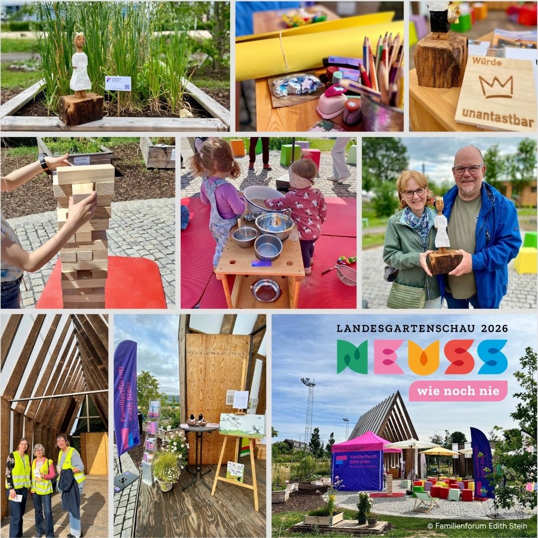 Rückblick LAGA Neuss 2026 Kollage aus Bildern rund um das Programm des Familienforum auf der Landesgartenschau Neuss 2026